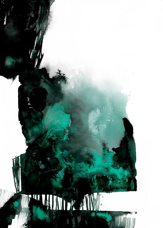 Ink black turquoise