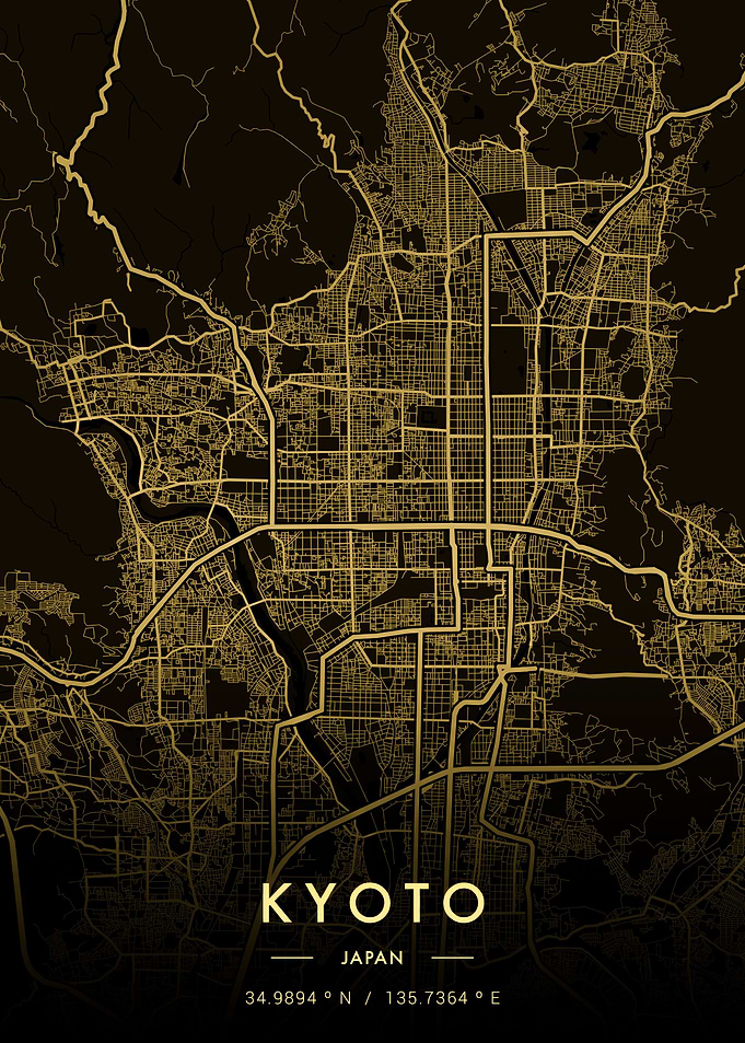 Kyoto City Map Gold