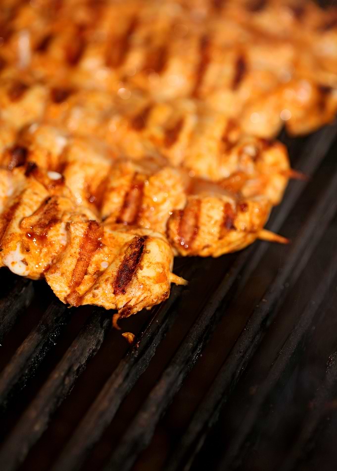 Meat baking on Greek grill