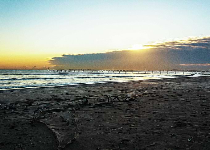 Rimini beach at sunrise