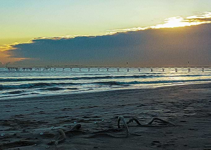 Rimini beach at sunrise