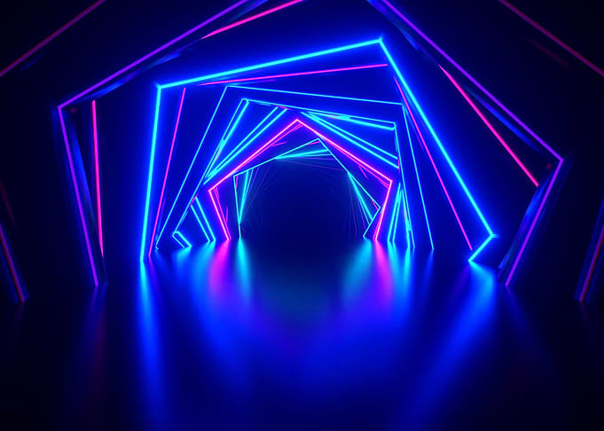 Neon hexagon tunnel