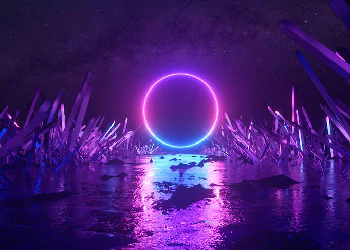 Neon light ring crystals