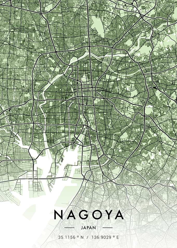 Nagoya City Map Green
