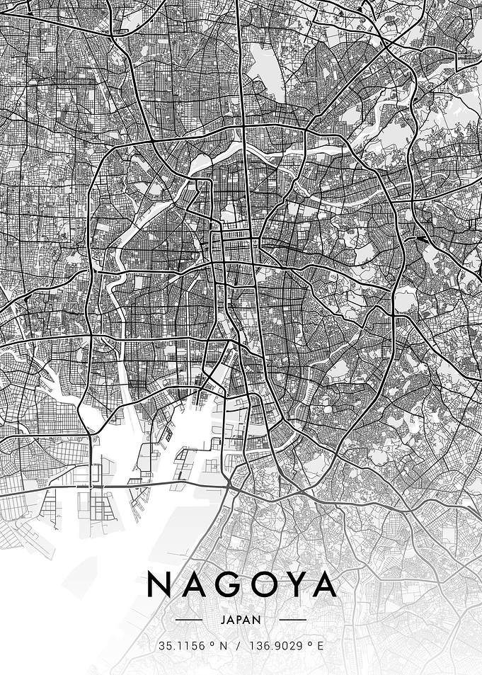 Nagoya City Map White