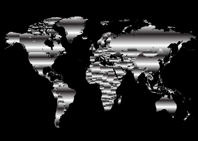 World map with borders b