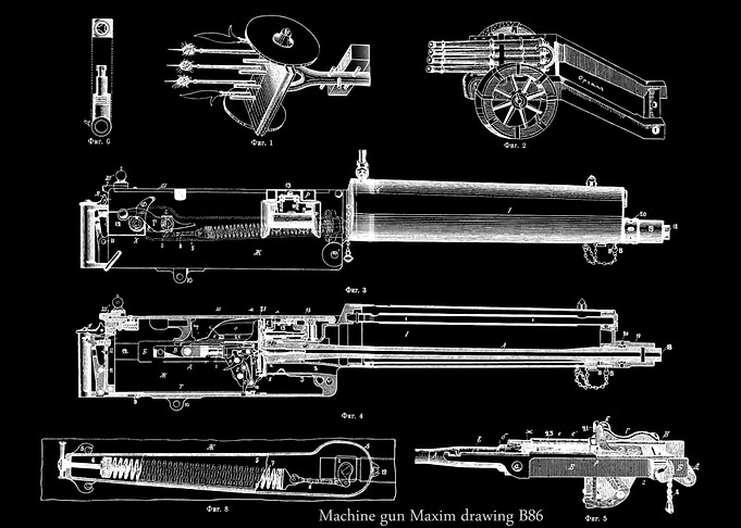 Machine gun Maxim drawing