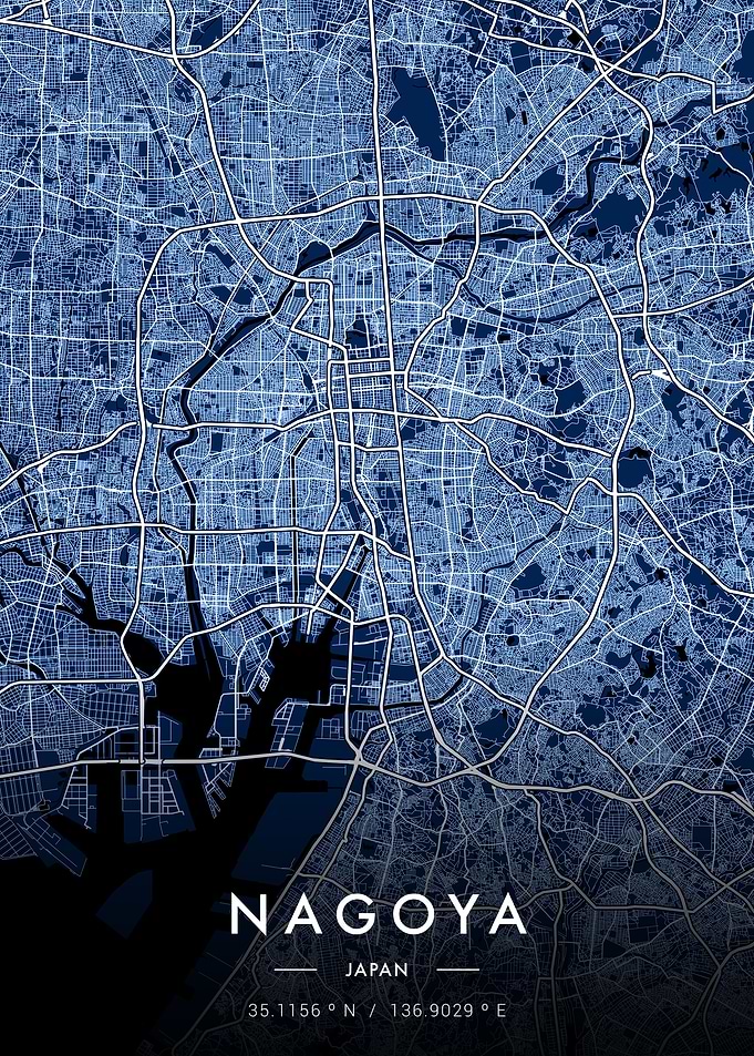 Nagoya City Map Blueprint