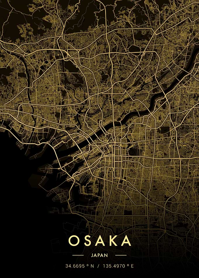 Osaka City Map Gold