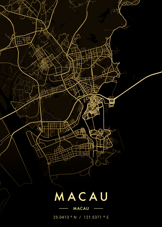 Macau City Map Gold