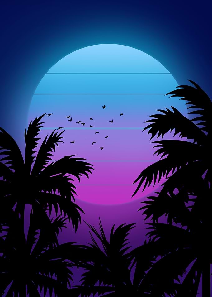palm sunset synthwave