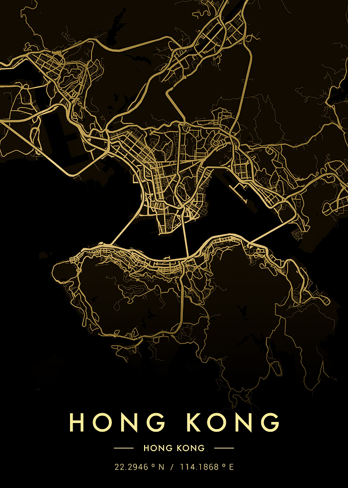 Hong Kong City Map Gold