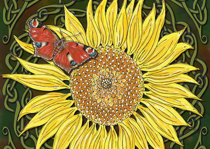 Sunflower and Butterfly