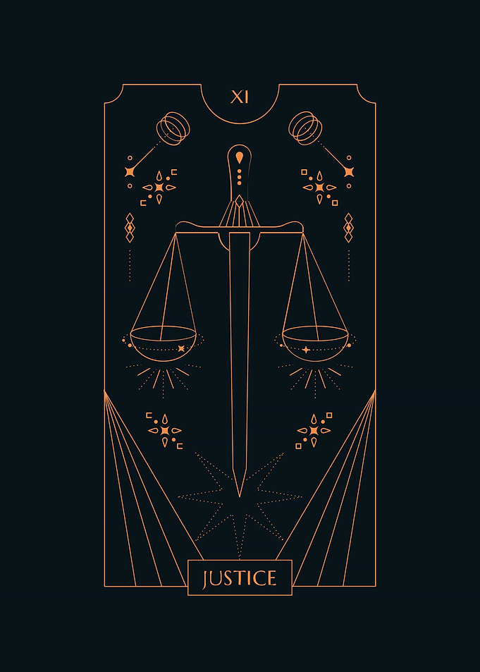 Black Tarot Card JUSTICE