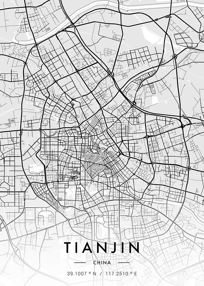 Tianjin City Map White