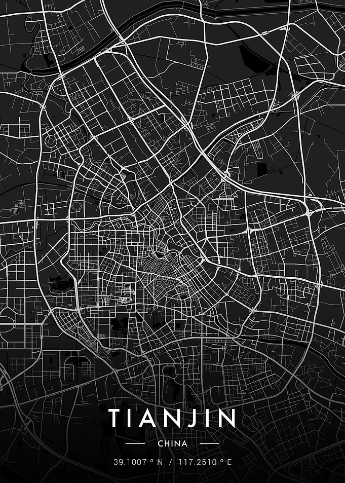 Tianjin City Map Dark