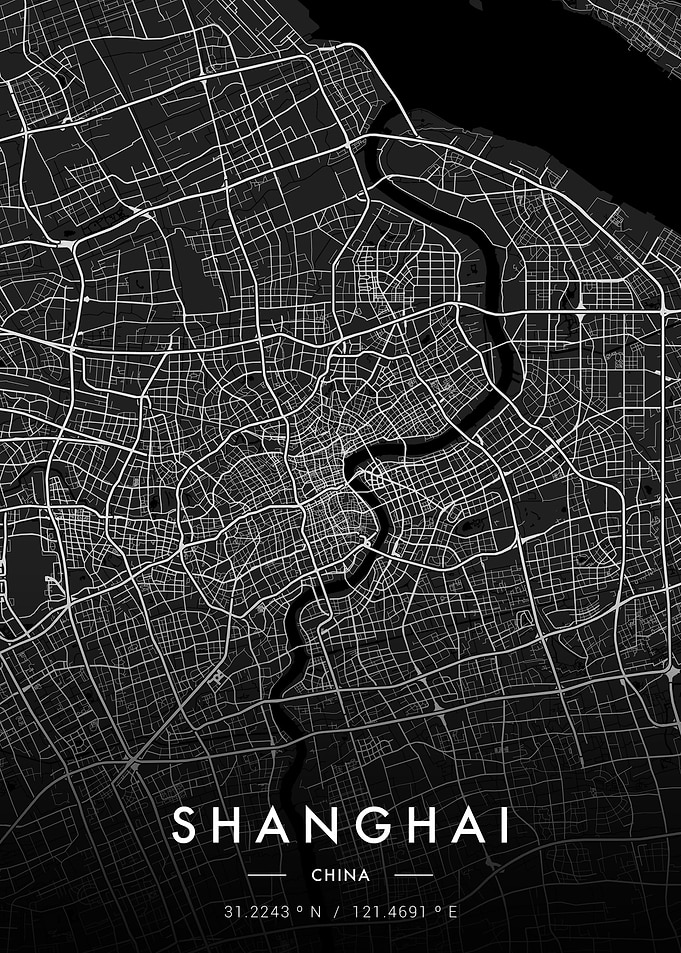 Shanghai City Map Dark