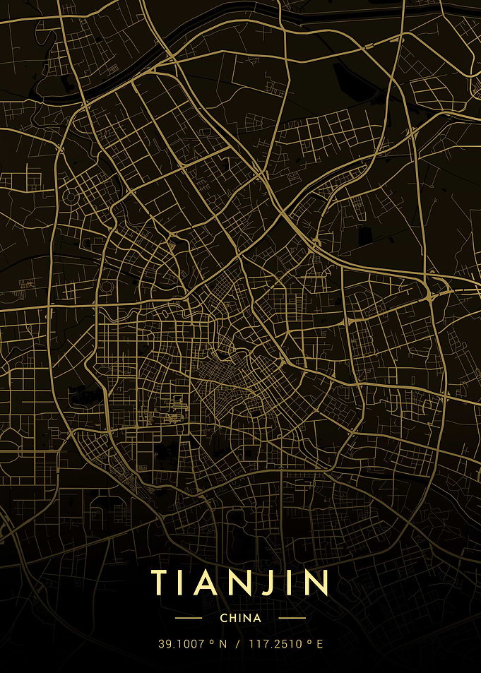 Tianjin City Map Gold