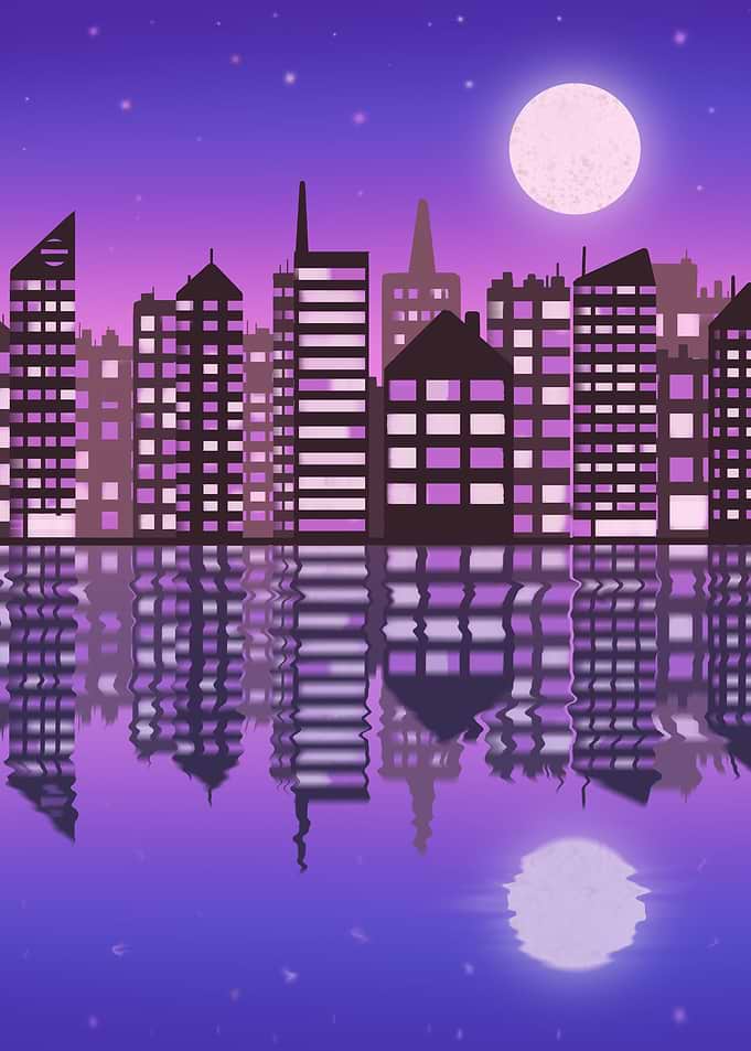 City Skyline in Neon color