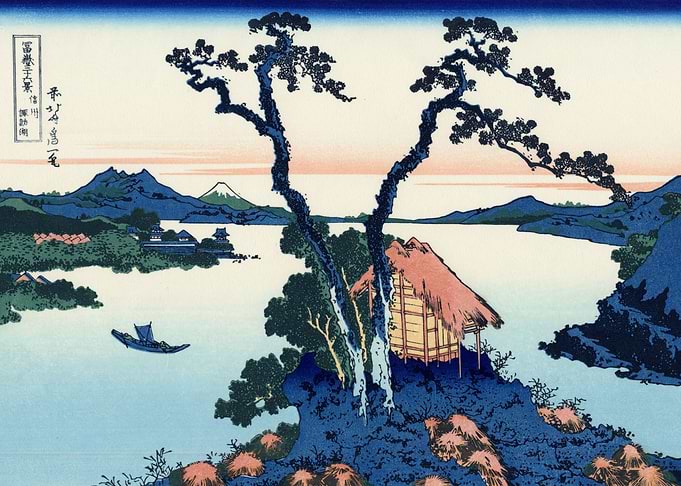 Hokusai Ukiyoe Lake Suwa
