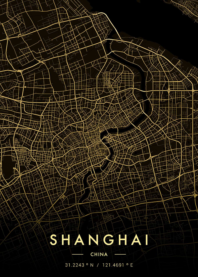 Shanghai City Map Gold