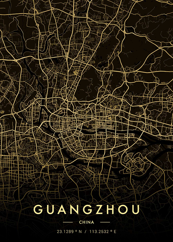 Guangzhou City Map Gold