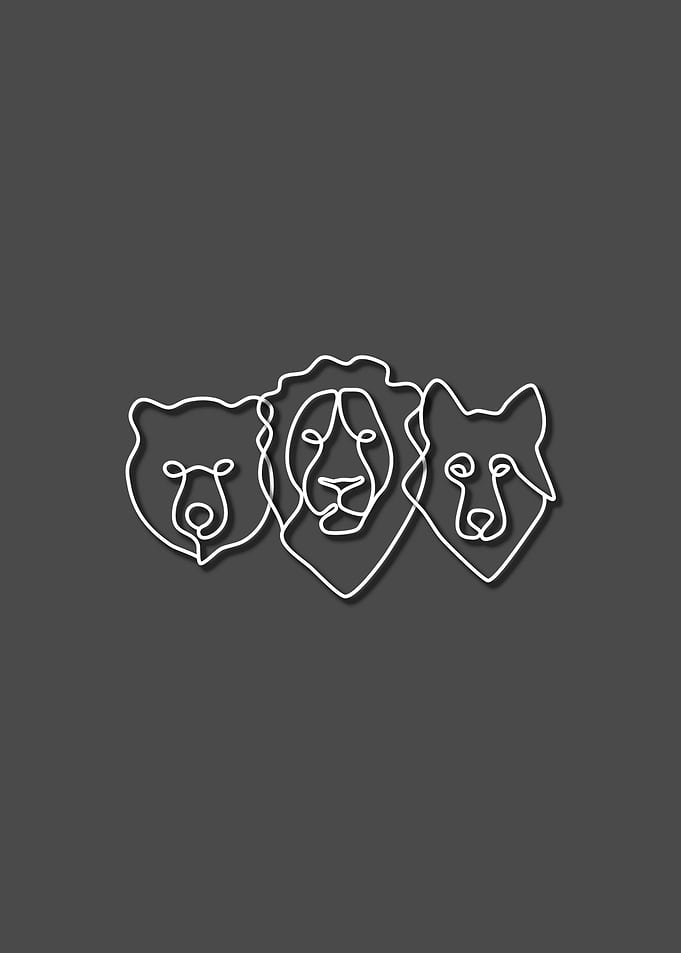 Lion bear wolf head lin