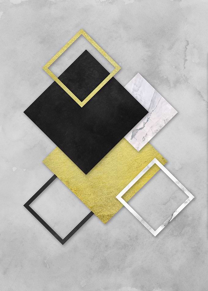 Golden Squares Abstract