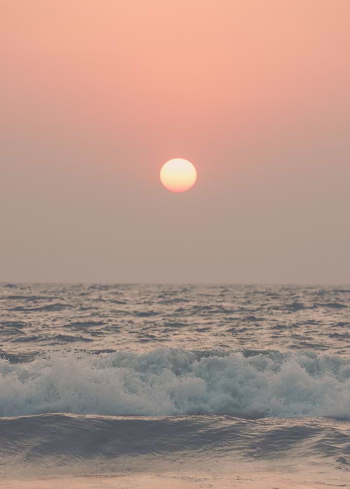 Pink beach sunset