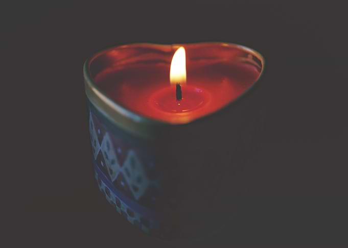Flaming candle heart