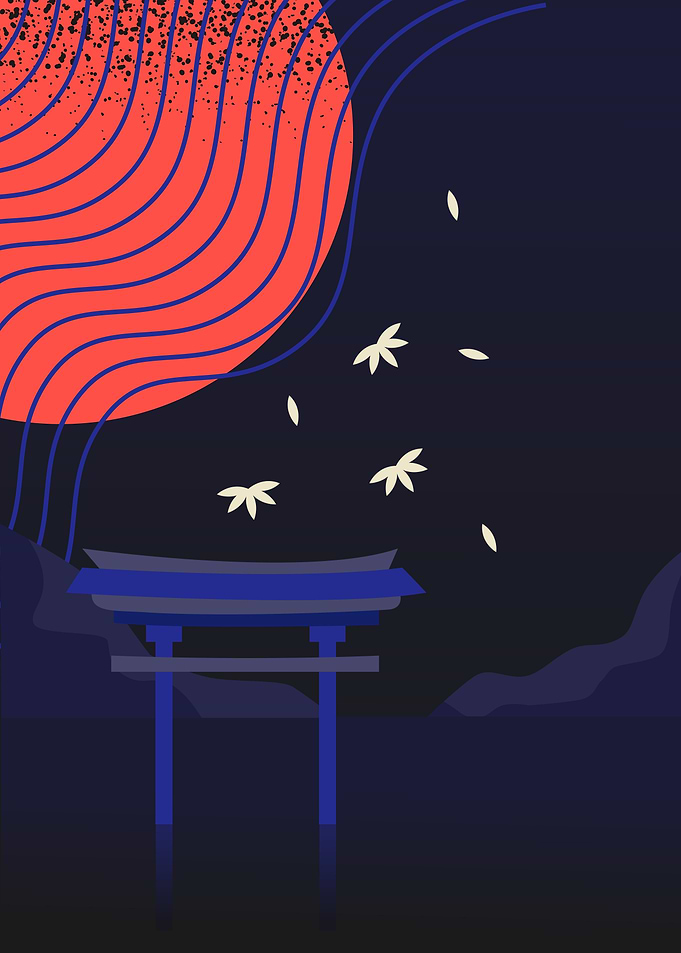 Sun and Night Line Art