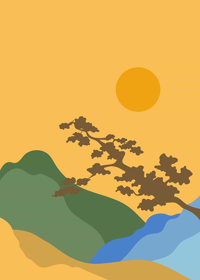 Sun and Mountain Art Work