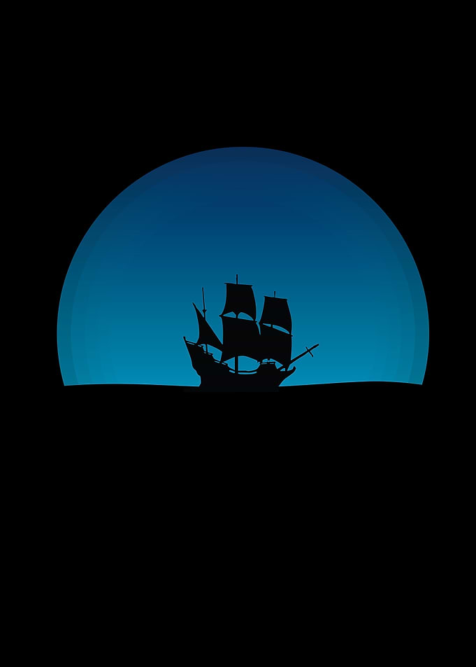 Blue moon with a boat