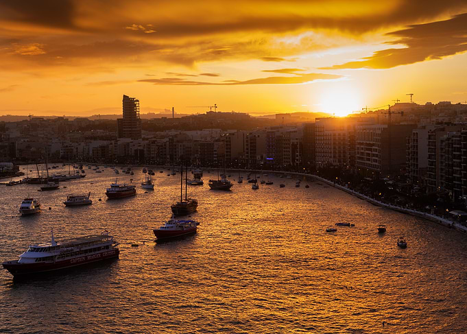 Sliema in Malta at Sunset