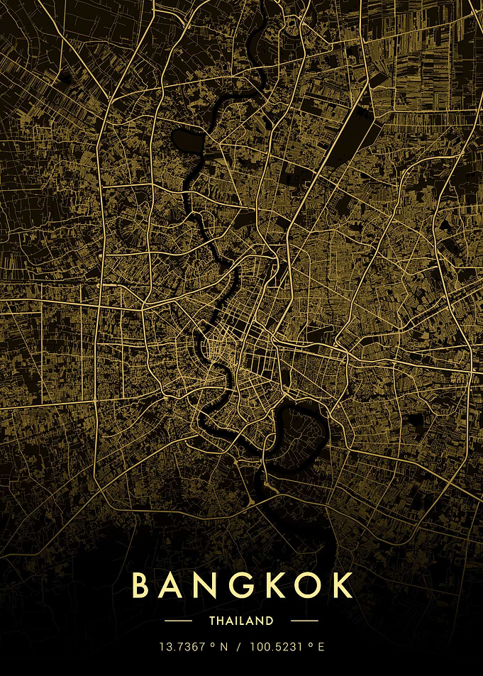 Bangkok City Map Gold