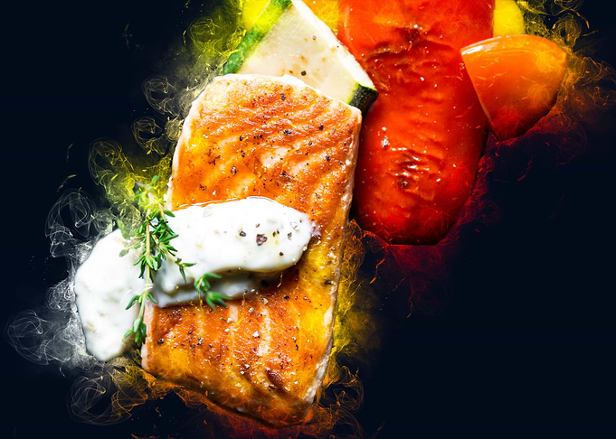 Grilled smokey Food