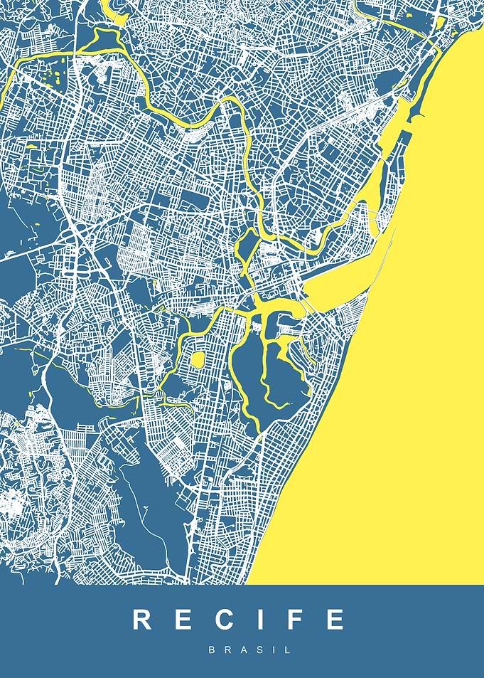 Recife Map Art Brasil