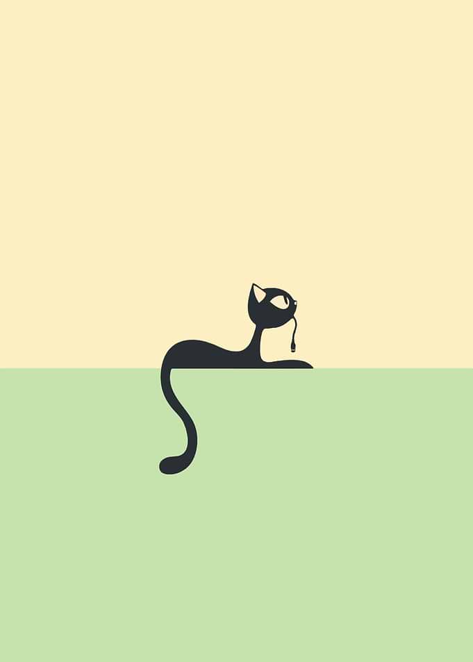 Sitting Black cartoon cat