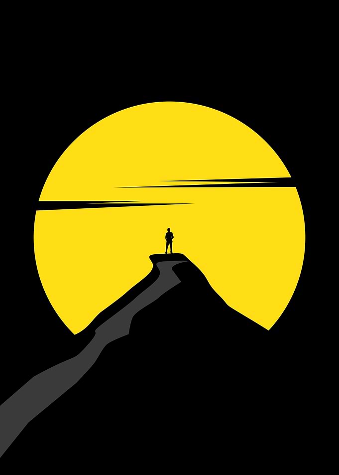 Standing on a mountain