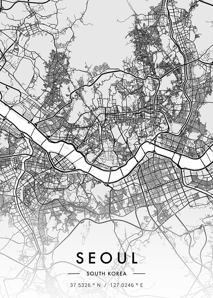 Seoul City Map White