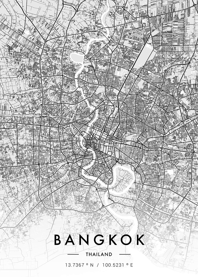 Bangkok City Map White