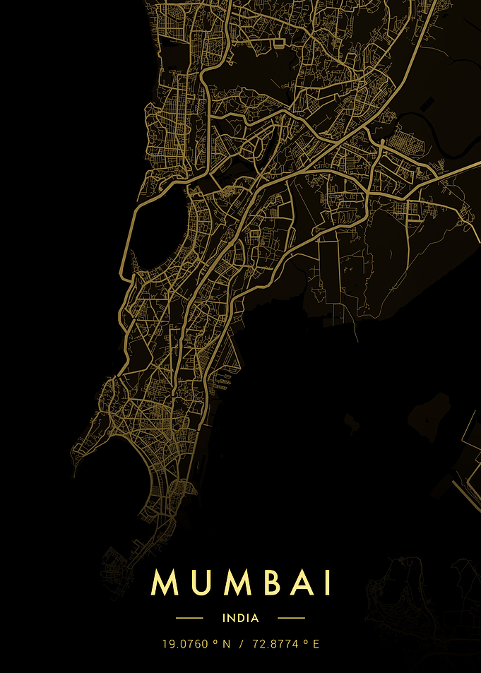 Mumbai City Map Gold