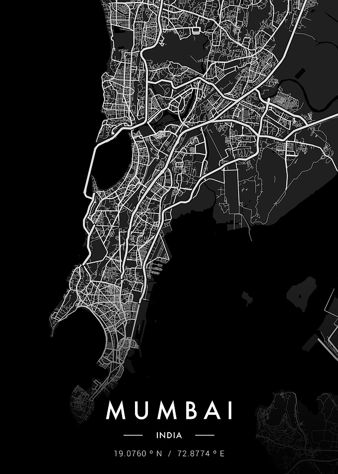 Mumbai City Map Dark