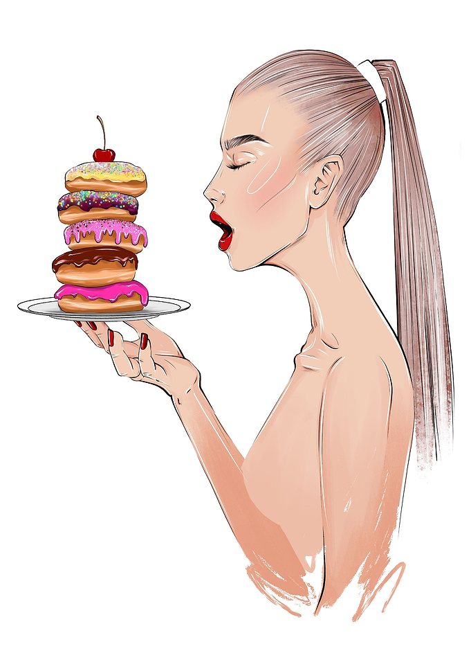 Fashion lady with donuts