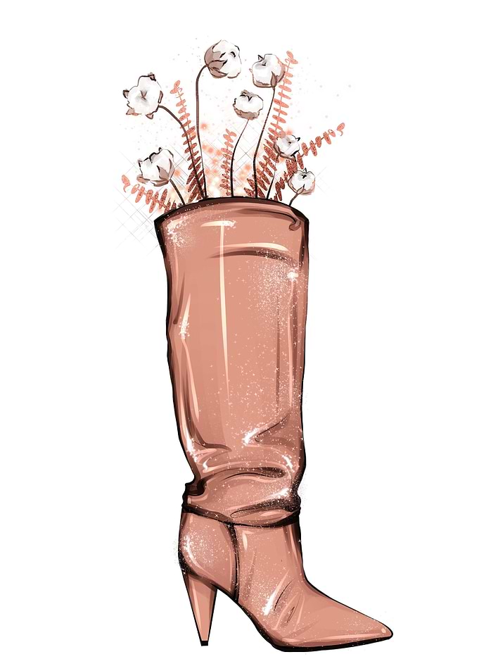 Fashion boots with flowers