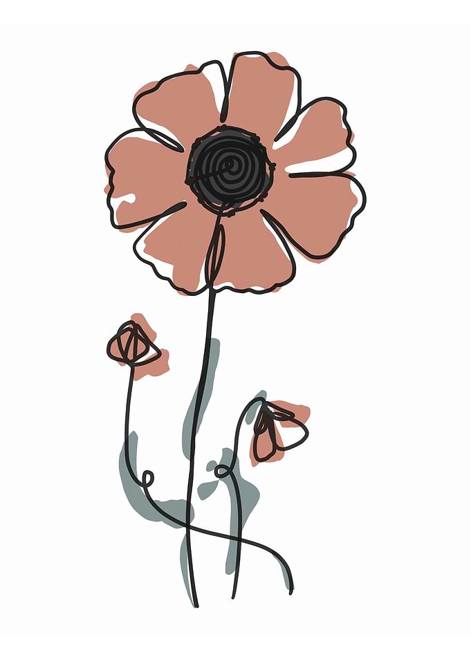Poppies One Line Art