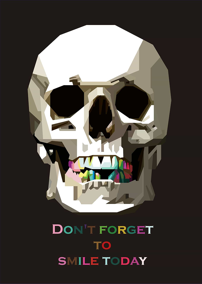 human skull in artwork