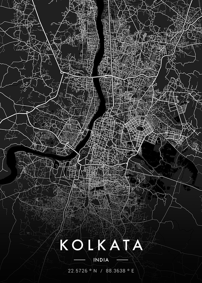 Kolkata City Map Dark