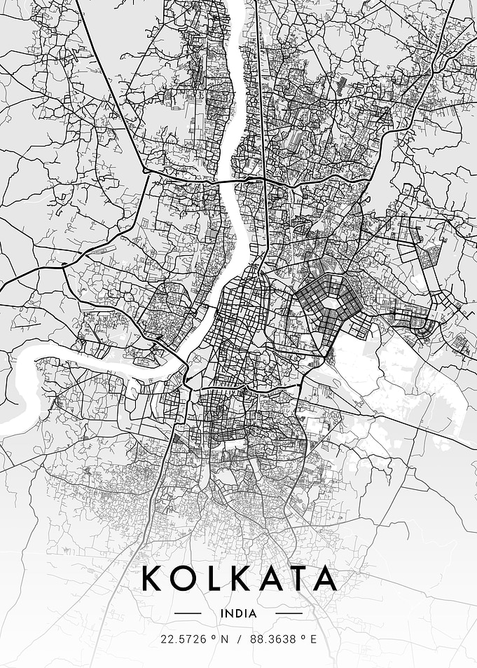 Kolkata City Map White