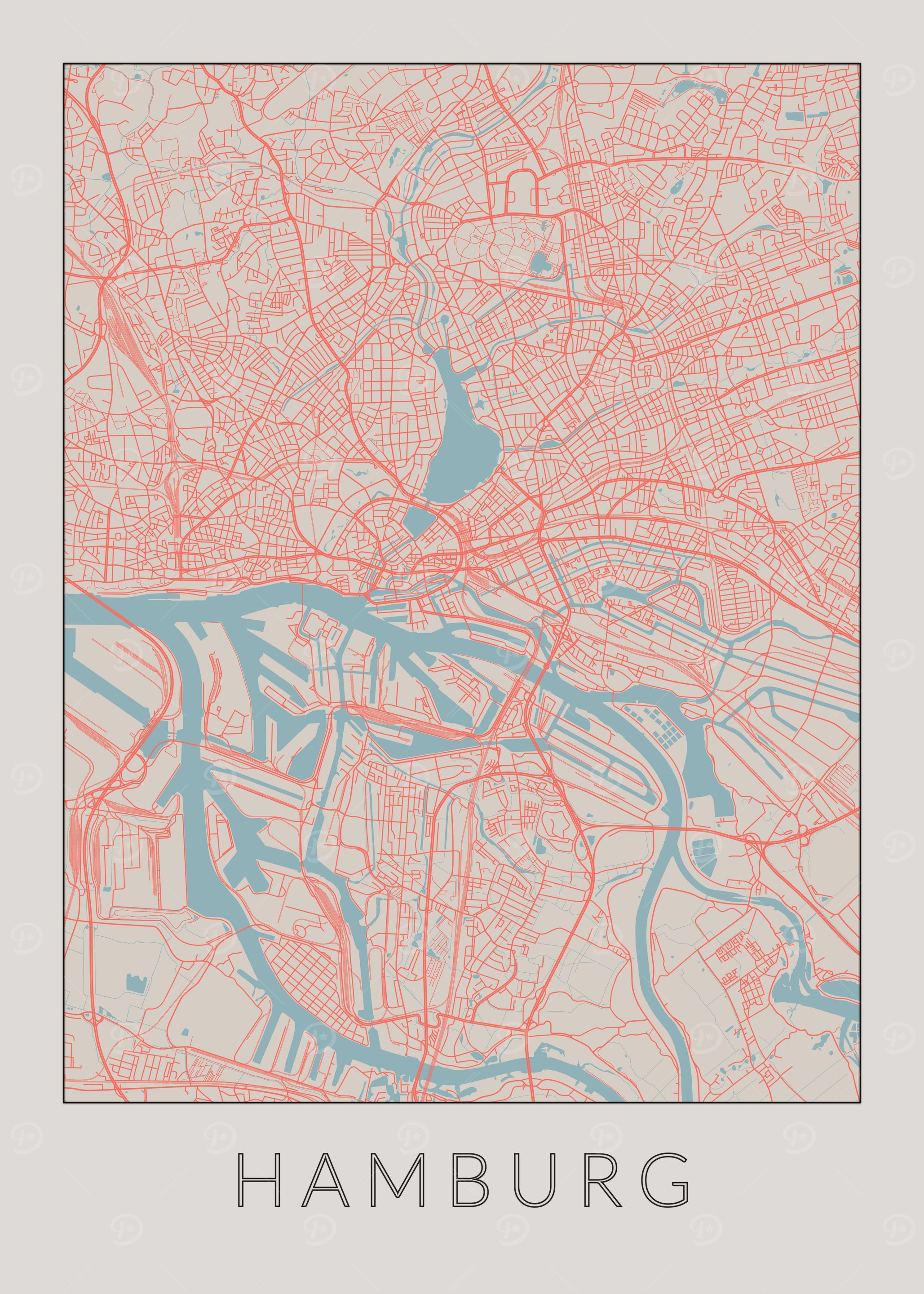 Hamburg Vintage Map